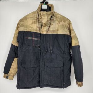 Snozu‎ Kids Ski Jacket Black and Camo Zip Up Pockets Insulated Youth L 14/16